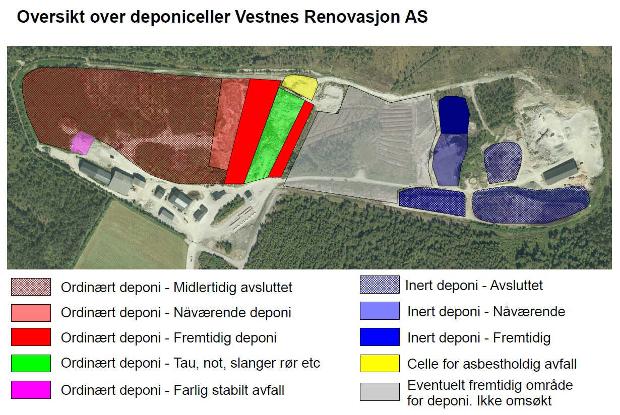 Oversikt over Vestnes Renovasjon sitt deponi-anlegg